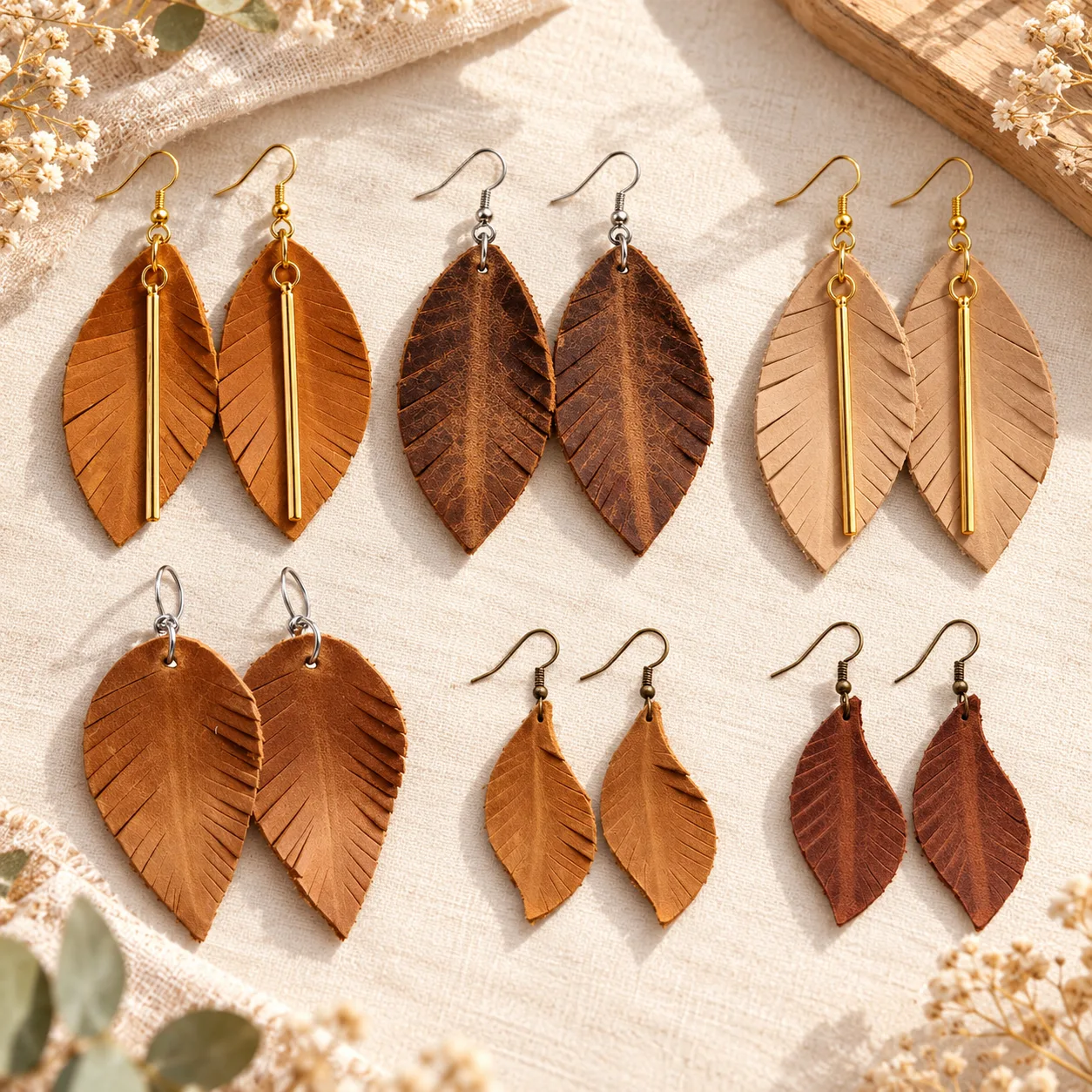 Imagen de Pendientes Hoja de cuero